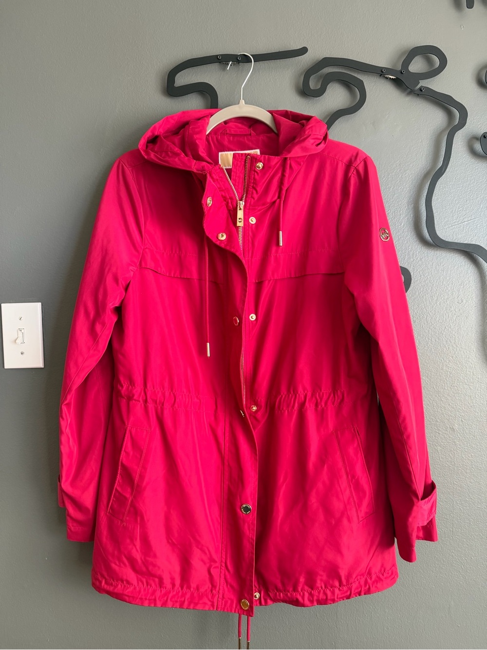 Michael Kors Women's Hooded Anorak Jacket in Red Size Medoum